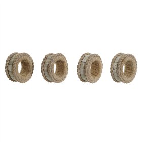 Napkin ring DKD Home Decor Natural Jute Resin Aluminium 6 x 3 x 6 cm 4 Pieces