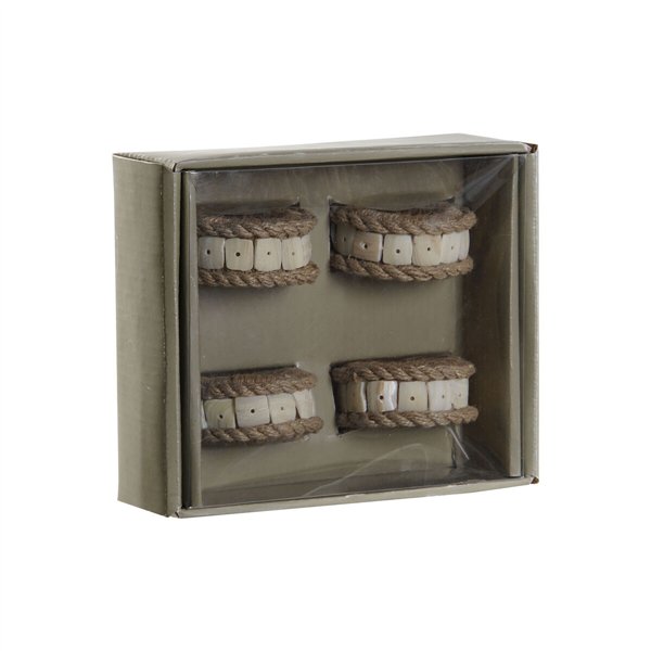 Napkin ring DKD Home Decor Natural Jute Resin Aluminium 6 x 3 x 6 cm 4 Pieces