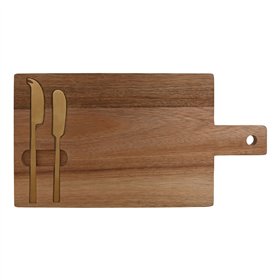 Cheese board Home ESPRIT Stainless steel Acacia 38 x 20 x 1,5 cm (3 Pieces)