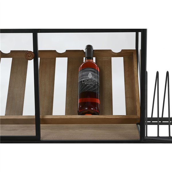 Bottle rack Home ESPRIT Black Natural Wood Metal Crystal 102 x 32 x 60 cm