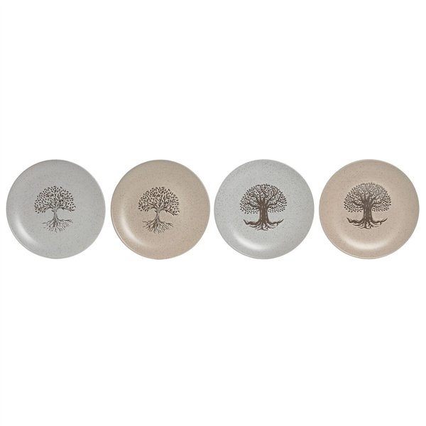 Flat Plate Home ESPRIT White Beige Stoneware Traditional 20 x 20 x 2,5 cm