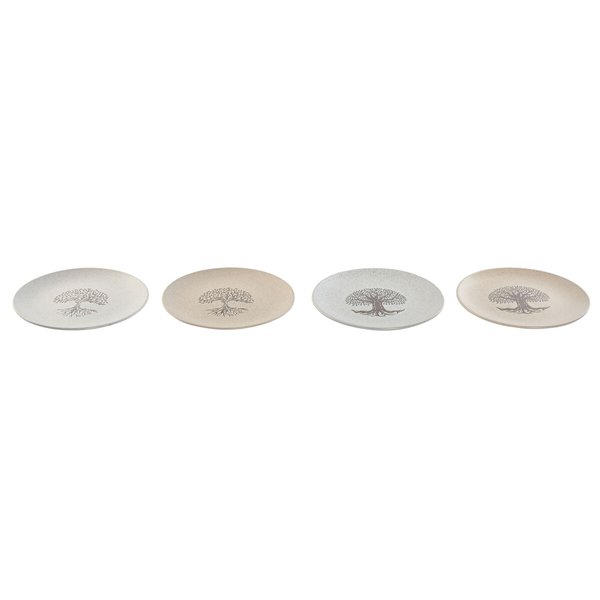 Flat Plate Home ESPRIT White Beige Stoneware Traditional 20 x 20 x 2,5 cm