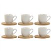 Piece Coffee Cup Set Home ESPRIT White Bamboo Porcelain 90 ml
