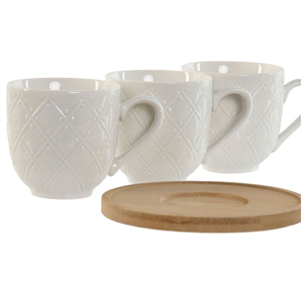 Piece Coffee Cup Set Home ESPRIT White Bamboo Porcelain 90 ml