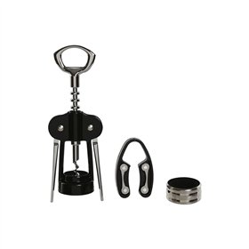 Set of Wine Accessories Home ESPRIT Black Natural Stainless steel MDF Wood 21 x 14,5 x 5,4 cm