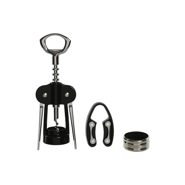 Set of Wine Accessories Home ESPRIT Black Natural Stainless steel MDF Wood 21 x 14,5 x 5,4 cm