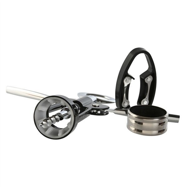 Set of Wine Accessories Home ESPRIT Black Natural Stainless steel MDF Wood 21 x 14,5 x 5,4 cm