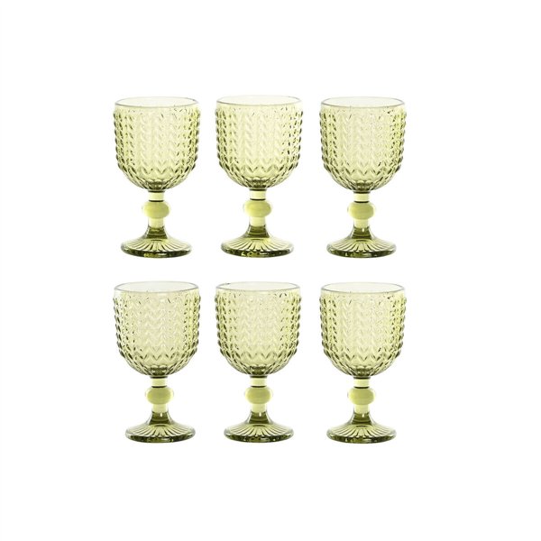 Set of cups Home ESPRIT Green Crystal 260 ml (6 Units)