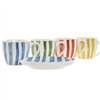 Set of 6 Cups with Plate Home ESPRIT Yellow Blue Green Coral Porcelain Stripes Mediterranean 90 ml