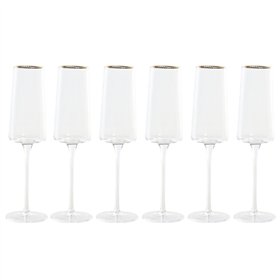 Set of cups Home ESPRIT Transparent Golden Crystal 400 ml (6 Units)