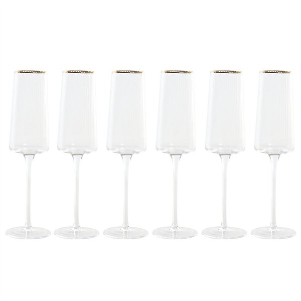 Set of cups Home ESPRIT Transparent Golden Crystal 400 ml (6 Units)