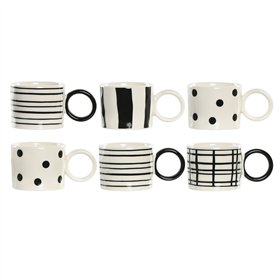 Piece Coffee Cup Set Home ESPRIT White Black Porcelain 90 ml