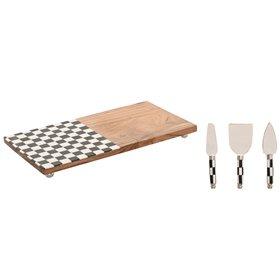 Cutting board Home ESPRIT White Black Natural Modern 20 X 38 X 1,5 CM (4 Pieces)