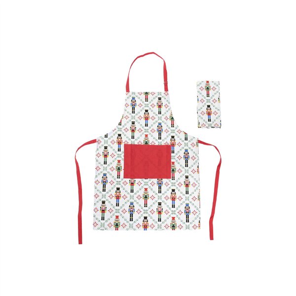 Apron Home ESPRIT White Red Green Beige 60 x 0,2 x 80 cm (2 Units)