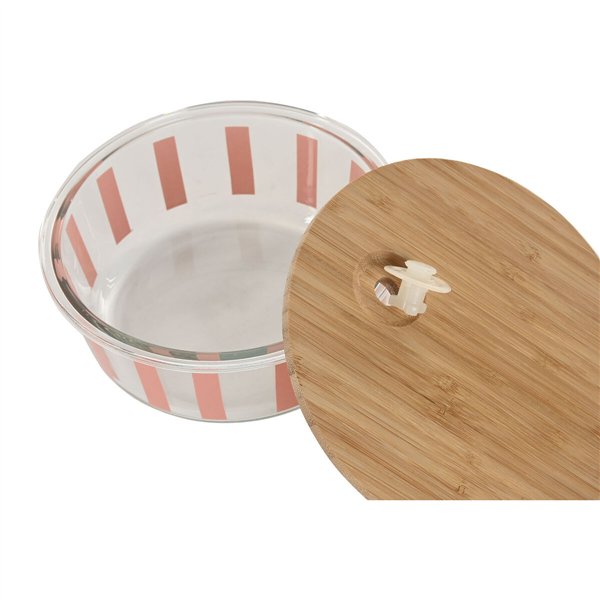 Lunch box Home ESPRIT Yellow Green Coral Crystal Borosilicate Glass Stripes Modern 900 ml