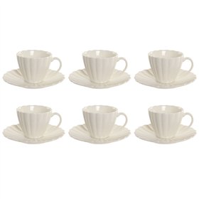 Set of 6 Cups with Plate Home ESPRIT White Porcelain 150 ml