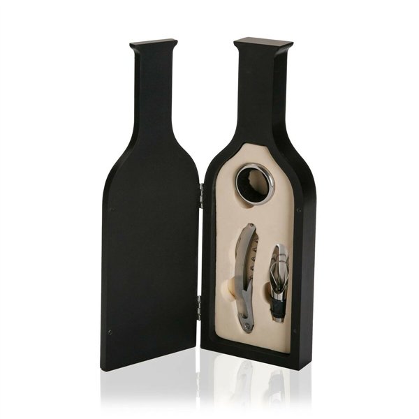 Set of Wine Accessories Versa Wood 4 x 30 x 10,5 cm