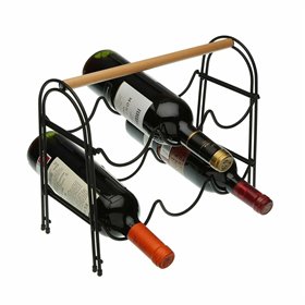 Bottle rack Versa Metal Wood Steel (14 x 27,5 x 32,7 cm)