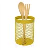 Pot for Kitchen Utensils Versa Metal Steel 11,5 x 15,5 x 11,5 cm Yellow