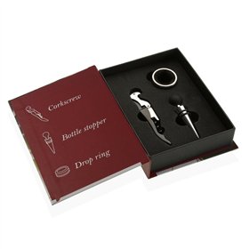Set of Wine Accessories Versa Book Wood 4 x 22 x 16,5 cm