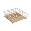 Napkin holder Versa White Wood Steel Iron Rubber wood 19,5 x 7 x 19,5 cm