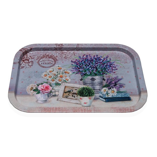 Tray Versa Metal 23 X 1,5 X 34 CM Flowers