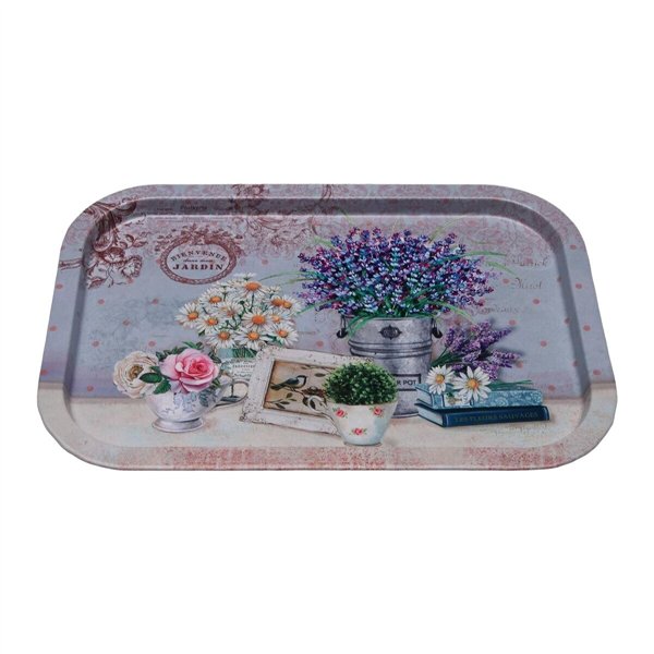 Tray Versa Metal 23 X 1,5 X 34 CM Flowers