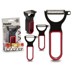 Set of Peelers Black Red Steel Natural rubber polypropylene 11 x 17,5 x 4,5 cm 13 x 4,5 x 7 cm