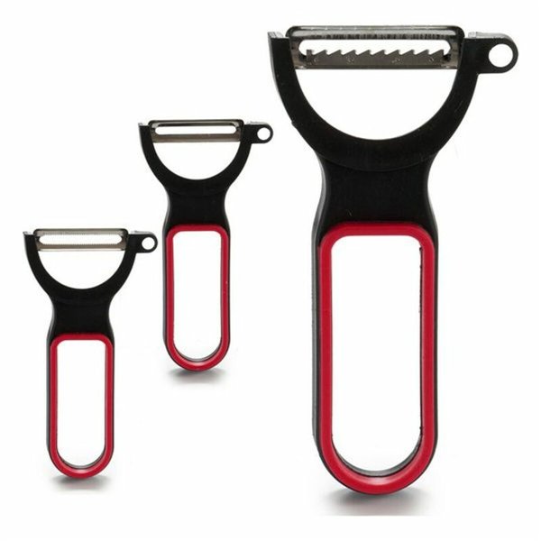 Set of Peelers Black Red Steel Natural rubber polypropylene 11 x 17,5 x 4,5 cm 13 x 4,5 x 7 cm