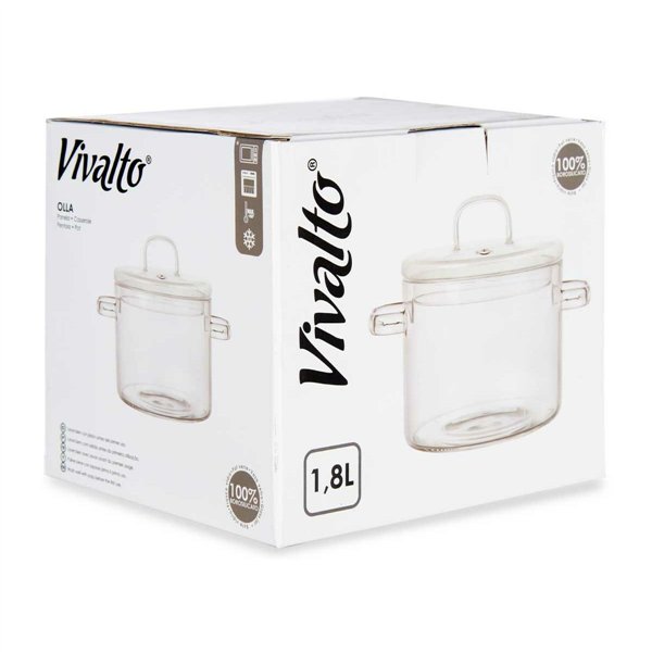 Casserole with Lid Vivalto Transparent Borosilicate Glass 15,4 x 16,8 x 20,5 cm