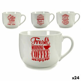 Cup Coffee Porcelain Red White 500 ml 24 Units