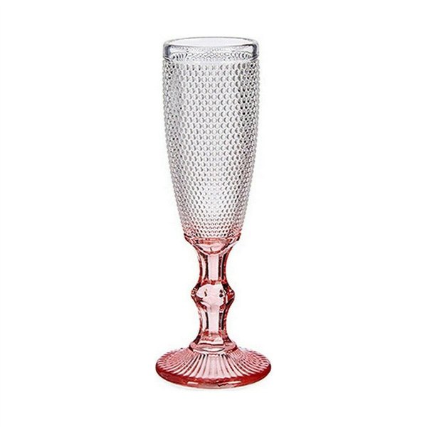 Champagne glass Vivalto Pink Transparent Glass 180 ml (6 Units)