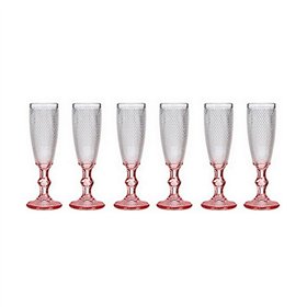Champagne glass Vivalto Pink Transparent Glass 180 ml (6 Units)