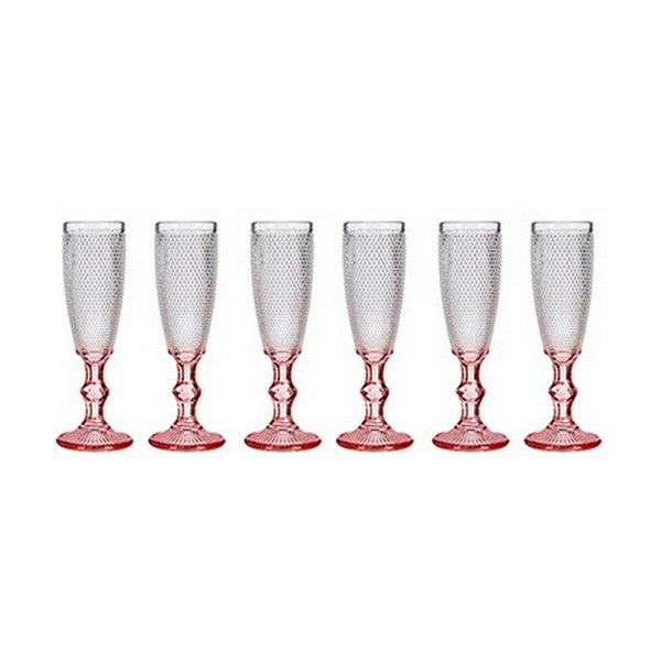 Champagne glass Vivalto Pink Transparent Glass 180 ml (6 Units)