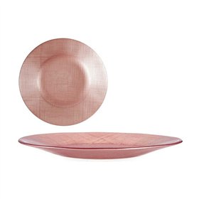 Flat Plate Vivalto Pink Glass 21 x 2 x 21 cm (6 Units)