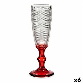 Champagne glass Vivalto Red Transparent Glass 180 ml Points (6 Units)