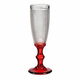 Champagne glass Vivalto Red Transparent Glass 180 ml Points (6 Units)