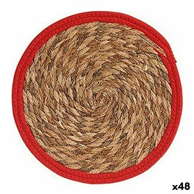 Table Mat Gift Decor Red Natural Natural Fibre 30 x 1 x 30 cm (48 Units)