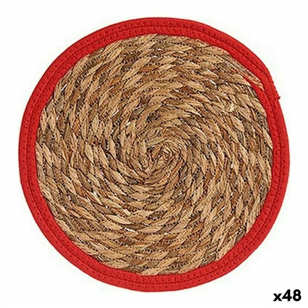 Table Mat Gift Decor Red Natural Natural Fibre 30 x 1 x 30 cm (48 Units)