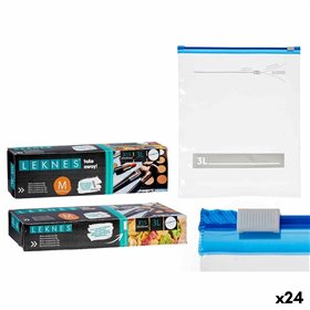 Set of Reusable Hermetically-sealed Bags Leknes Transparent Polyethylene 3 L 24,5 x 0,01 x 31,5 cm 28 x 7,5 x 4,5 cm Multi-use Z