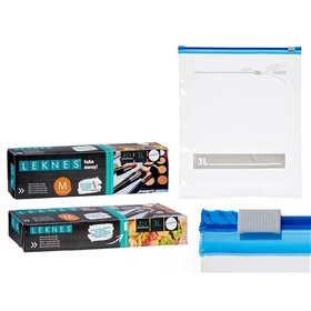 Set of Reusable Hermetically-sealed Bags Leknes Transparent Polyethylene 3 L 24,5 x 0,01 x 31,5 cm 28 x 7,5 x 4,5 cm Multi-use Z