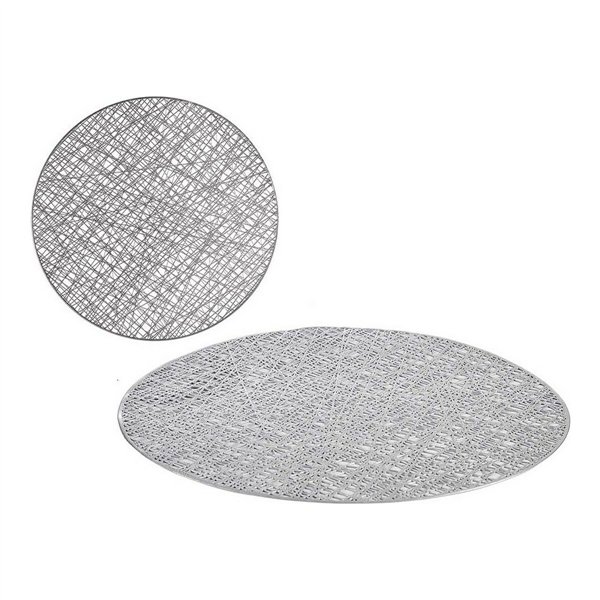 Table Mat Kinvara Silver Plastic 30 % Polyester Ø 38 cm 38 x 0,01 x 38 cm (12 Units)