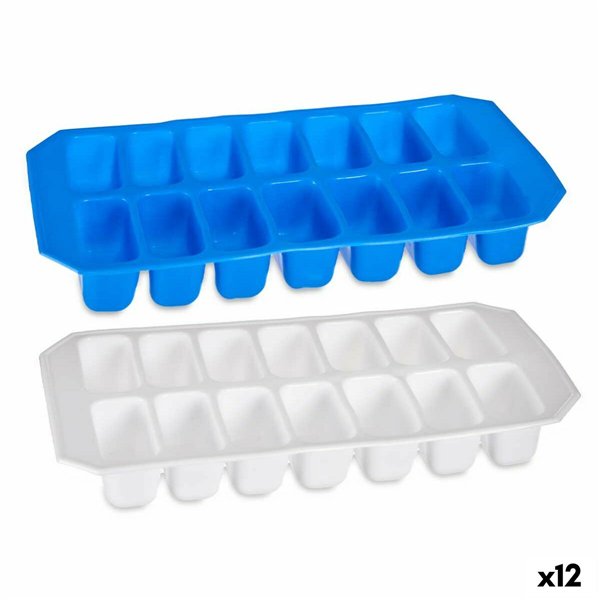 Ice Cube Mould Leknes Blue White Natural rubber 11,2 x 22 x 3 cm 21,8 x 3 x 11,2 cm (12 Units)