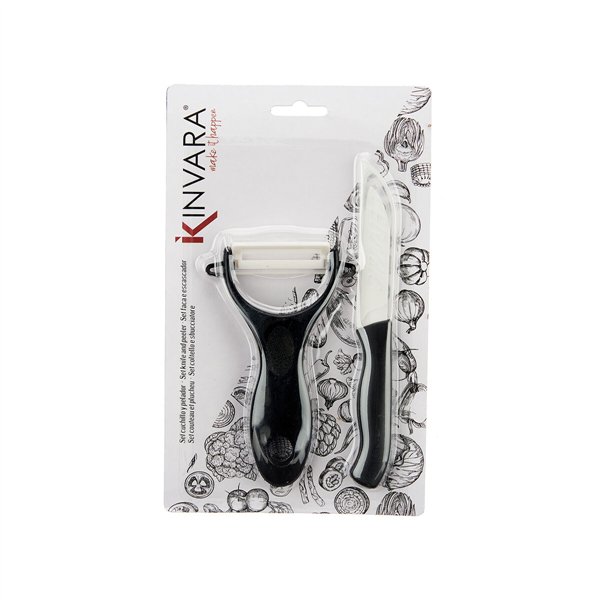 Vegetables Cutter and Peeler Kinvara White Black Ceramic polypropylene ABS 14 x 23 x 2 cm (24 Units)