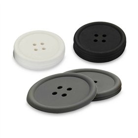 Coasters Kinvara White Black Grey Silicone Plastic Button 9 x 2 x 9 cm 8,8 x 8,8 x 0,05 cm 8 x 0,05 x 8 cm 9 x 1,8 x 9 cm Set (2