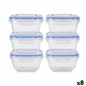 Set of lunch boxes Leknes Blue Transparent polypropylene Plastic 900 ml Hermetic (8 Units)