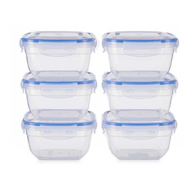 Set of lunch boxes Leknes Blue Transparent polypropylene Plastic 900 ml Hermetic (8 Units)