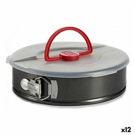 Lunch box Kinvara Black Red Transparent Metal polypropylene Iron 27 x 7 x 27 cm With lid (12 Units)