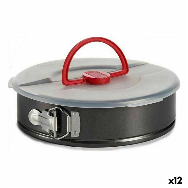 Lunch box Kinvara Black Red Transparent Metal polypropylene Iron 27 x 7 x 27 cm With lid (12 Units)
