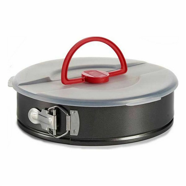 Lunch box Kinvara Black Red Transparent Metal polypropylene Iron 27 x 7 x 27 cm With lid (12 Units)